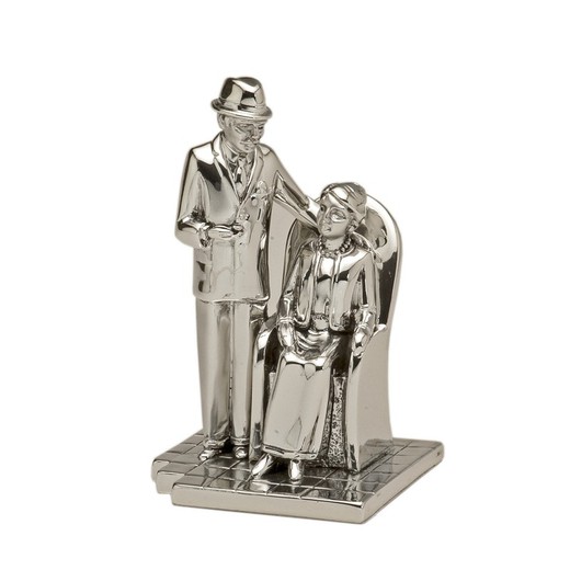 Figura Decorativa 14x9x8cm LU9016 Casal de Idosos