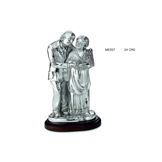 Figura Decorativa 24cm Casal de Idosos ME357