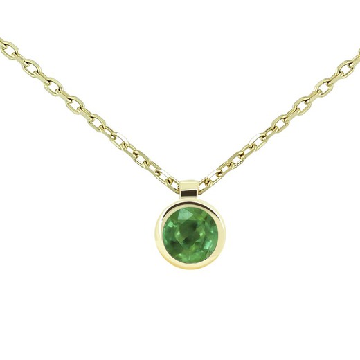 18kt Gold Choker 1 Bright Emerald 3mm (0.11cts) Width 3.9mm Forced Chain 0.25 Length 39-42cm 0609519