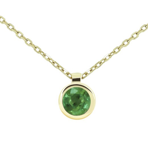 18kt Gold Choker 1 Bright Emerald 4mm (0.28cts) Width 5.3mm Forced Chain Double Handle Length 39-42cm 0609522