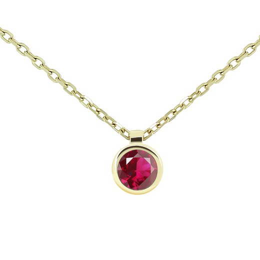 18kt Gold Choker 1 Bright Ruby 3mm (0.14cts) Width 3.9mm Forced Chain Double Handle Length 39-42cm 0609518