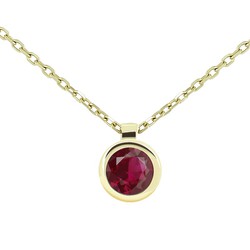 18kt Gold Choker 1 Bright Ruby 4mm (0,37cts) Width 5,3mm Forced Chain Double Handle Length 39-42cm 0609521