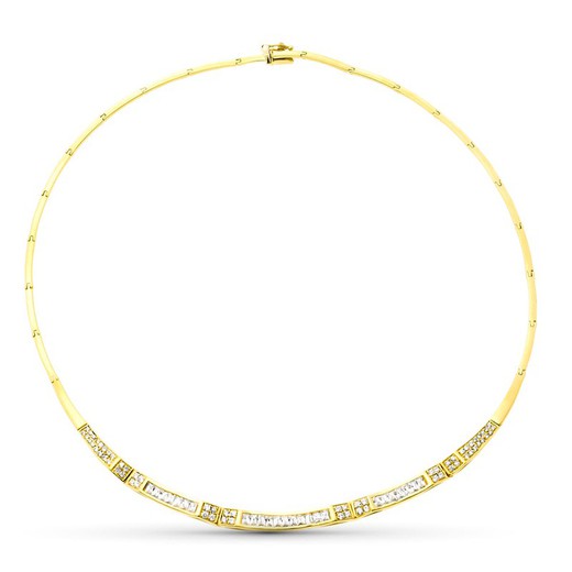 18kt Gold Necklace Bars with Zircons 13000060