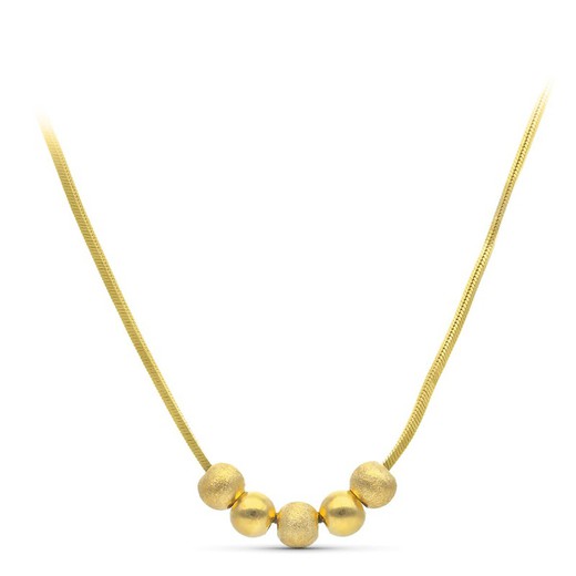 18kt Gold Choker with Matte and Shiny Balls 45cm 07000087