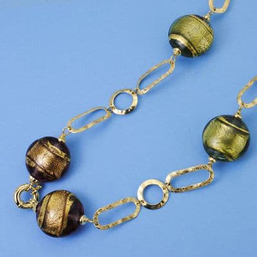 18kt Gold Choker Necklace Murano Beads 19mm 50cm 16035