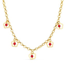 18kt Gold Necklace Flowers 12mm Coral Chain 50cm 24000313