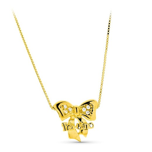 Halskette aus 18 kt Gold mit Schleife „Ich liebe dich“ 13104