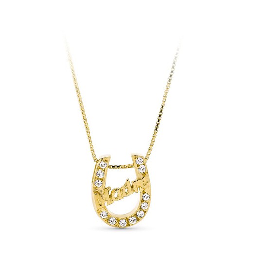 18kt Gold Necklace Mother Horseshoe with Zircons 13168