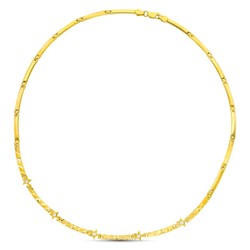 18 karat guld choker matte og skinnende cubic zirconia udskårne sektioner 07000126