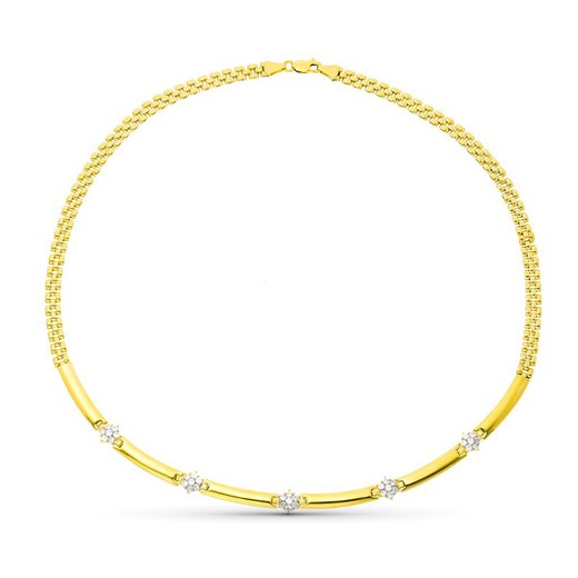 Panter-Halskette aus 18 Karat Gold mit Zirkonen 45 cm 7 mm 07000090