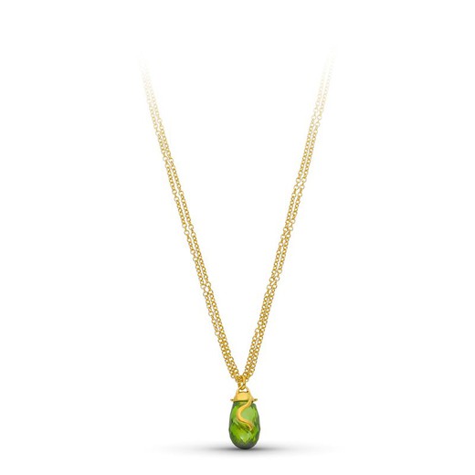 18kt Gold Necklace Green Stone 07000608