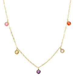 18kt Gold Necklace 5mm Stones Forced Chain 45cm 16997