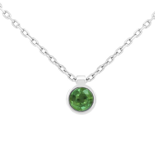 18kt White Gold Choker 1 Brilliant Emerald 3mm (0.11cts) Width 3.9mm Forced Chain Double Handle Length 39-42cm 0609775