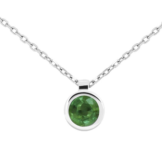 18k White Gold Choker 1 Brilliant Emerald 4mm (0.28cts) Width 5.3mm Forced Chain Double Handle Length 39-42cm 0609942