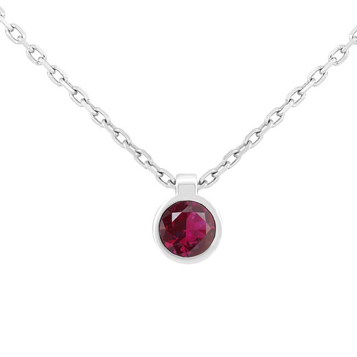 18kt White Gold Choker 1 Brilliant Ruby 3mm (0.14cts) Width 3.9mm Forced Chain Double Handle Length 39-42cm 0609774