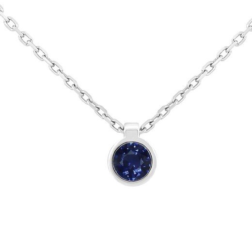 18kt White Gold Choker 1 Brilliant Sapphire 3mm (0.15cts) Width 3.9mm Forced Chain Double Handle Length 39-42cm 0609616