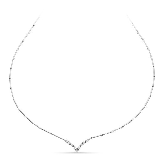 Halskette aus 18 kt Weißgold mit Zirkonia in der Mitte 15000239