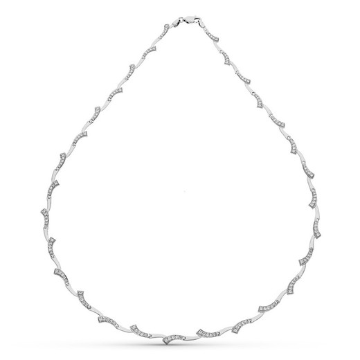 Hvidguld halskæde 18 karat zirkoner 14000313