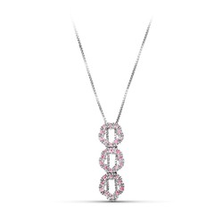 18kt White Gold Necklace Flower Zircons 14000134