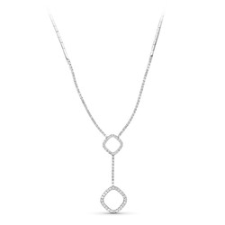 Collana in Oro Bianco 18kt Motivo Centrale Zirconi Rombi 07000641