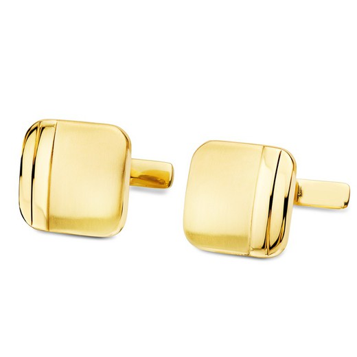 18kt Gold Cufflinks Square Matte and Shiny 14X14mm 4720-6