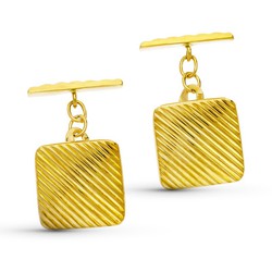 18kt Gold Cufflinks Square Gallons 14X14mm 4435-6