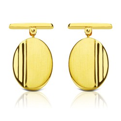 18kt Oval Matte and Shiny Gold Cufflinks 18X13mm 4585-6
