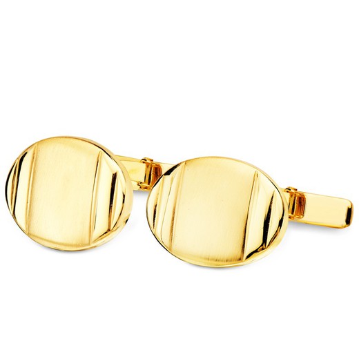 18kt Gold Cufflinks Matte and Shiny Oval 18X13mm 4752-6