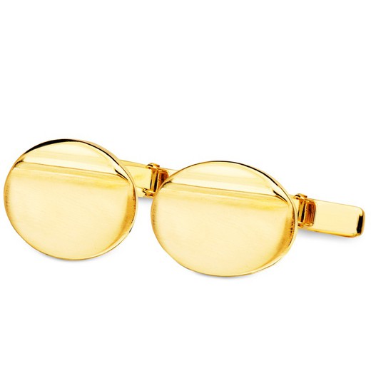18kt Gold Cufflinks Matte and Shiny Oval 18X13mm 4757-6