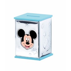 Tirelire Mickey Mouse Argent Bilaminé D535C 8x8x8x11,5 Disney