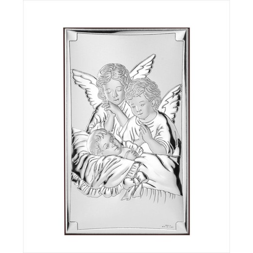 Icono Religioso Angeles Con Niño Plateado 81377/3XL 9x15cm