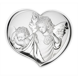 Icono Religioso Corazón Ángel De La Guarda Plateada 81258/1L 6,7x7,5cm