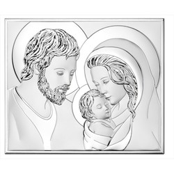 Icono Religioso Cuadro Sagrada Familia Plateado 81340/4L 26x21,5cm