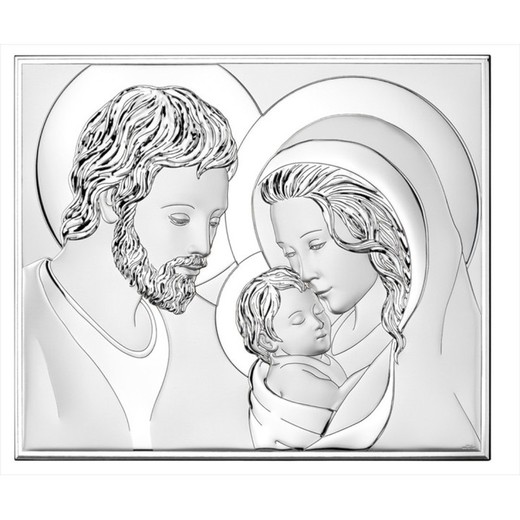 Icono Religioso Cuadro Sagrada Familia Plateado 81340/4L 26x21,5cm