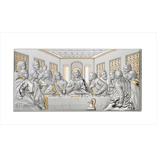 Icono Religioso Ultima Cena Plateada Bicolor Dorado 81353/6XLORO 39x19cm