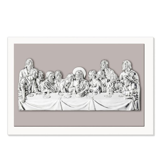 Icono Religioso Ultima Cena Resina Baño Plata R18234/0 15x10cm