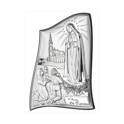 Icono Religioso Virgen Fátima Con Pastores Plateado 81002/2L 6,5x9,5cm