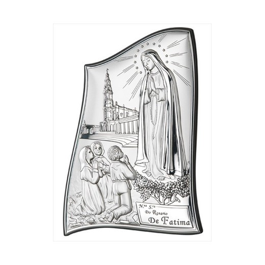 Icono Religioso Virgen Fátima Con Pastores Plateado 81002/2L 6,5x9,5cm