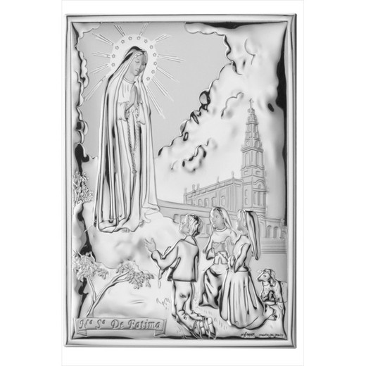 Icono Religioso Virgen Fátima Con Pastores Plateado EV5110/13 13x18cm