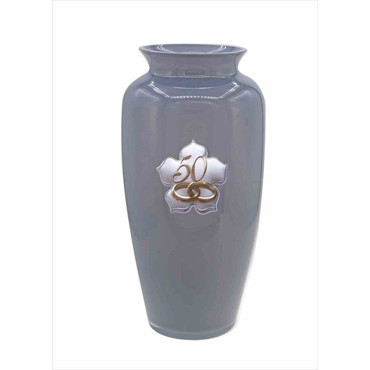 Vaso comemorativo 28cm GA3238C Grey Opal Glass Alliances 50 anos