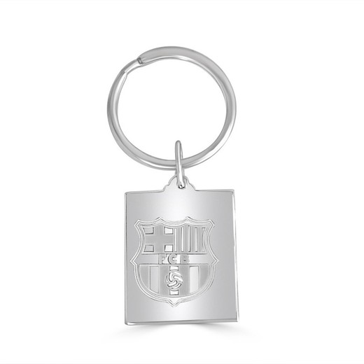 FC Barcelona Zilveren Vierkante Sleutelhanger LLFCCBCUA