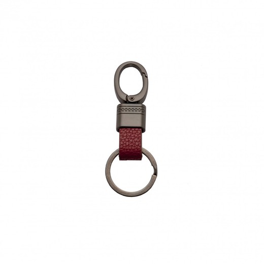 Llavero Plata Sovrani PCH0547 Piel Roja Con Anilla