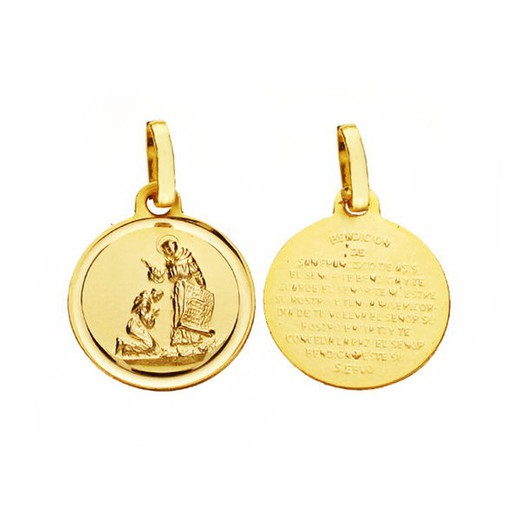 Saint Francis välsignelsemedalj guld 18kt 14 mm bezel P2878-114