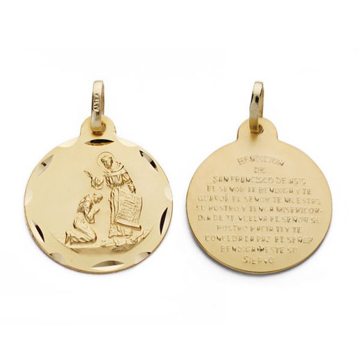 Sint Franciscus Zegen Medaille Goud 18kts 16mm P2878-316