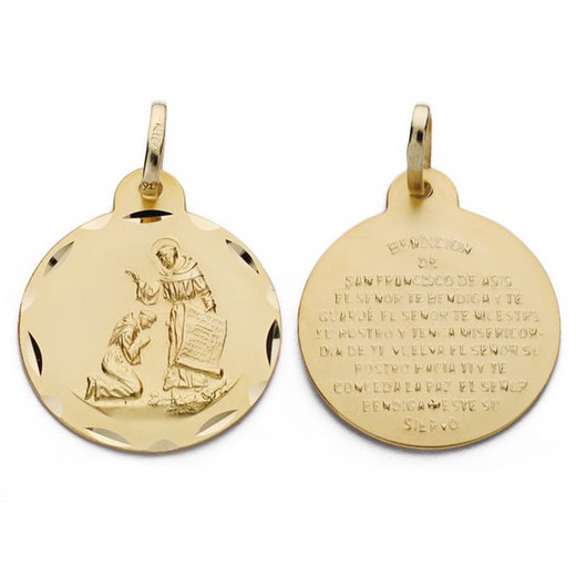 Segensmedaille des heiligen Franziskus, Gold, 18 kt, 20 mm, P2878-320