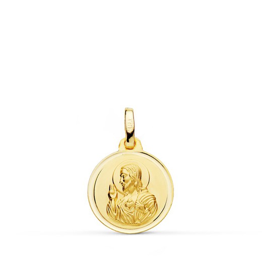 Medaglia Cuore di Gesù Oro 18kts Lunetta 14mm P5001-114
