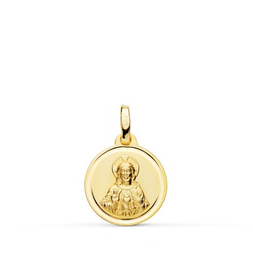 Medalla Corazón de Jesús Oro 18kts Bisel 14mm P5004-114