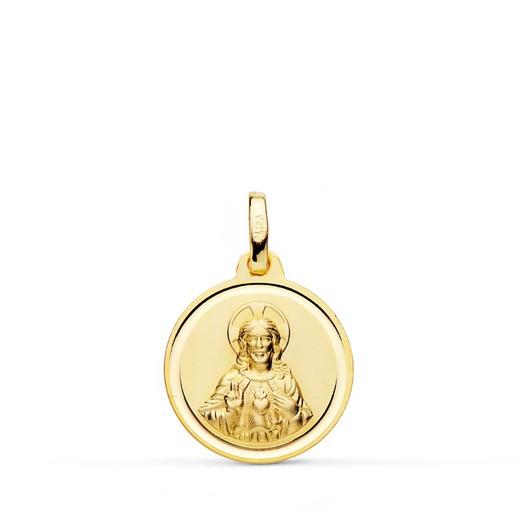 Medalla Corazón de Jesús Oro 18kts Bisel 14mm P5004-116