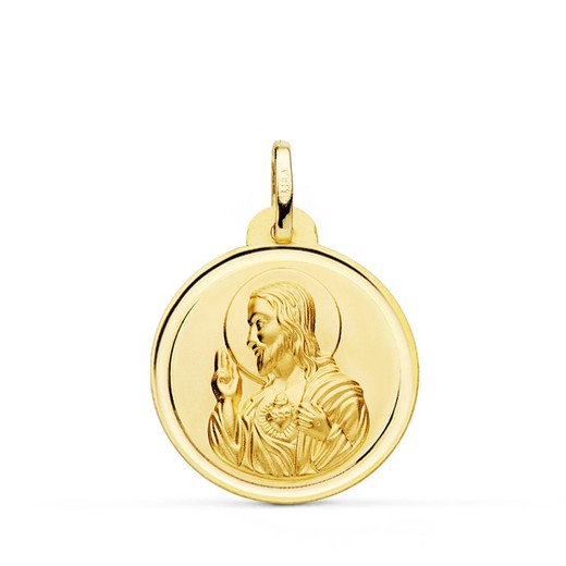 Medaglia Cuore di Gesù Oro 18kts Lunetta 22mm P5001-122