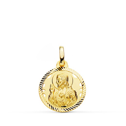 Serce Jezusa Złoty Medal 18kt Ażurowa Helix 16mm P5001-416